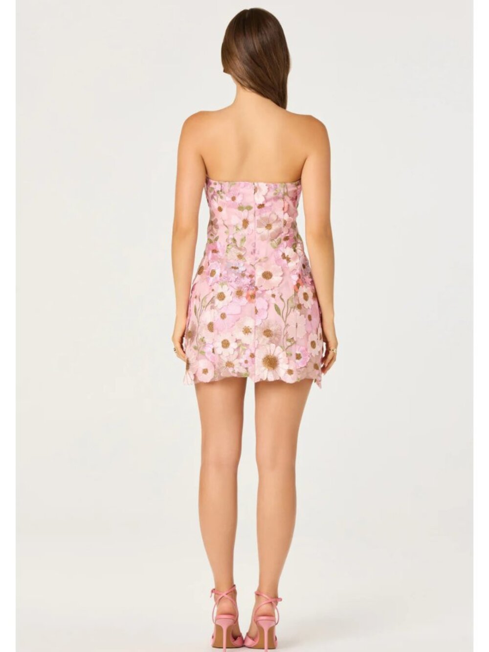 ASTR Julisa Embroidered Floral Strapless Mini Dress NEW - Picture 2 of 9